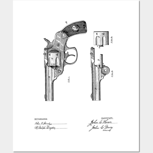 Revolving Fire Arm Vintage Patent Hand Drawing Wall Art by TheYoungDesigns